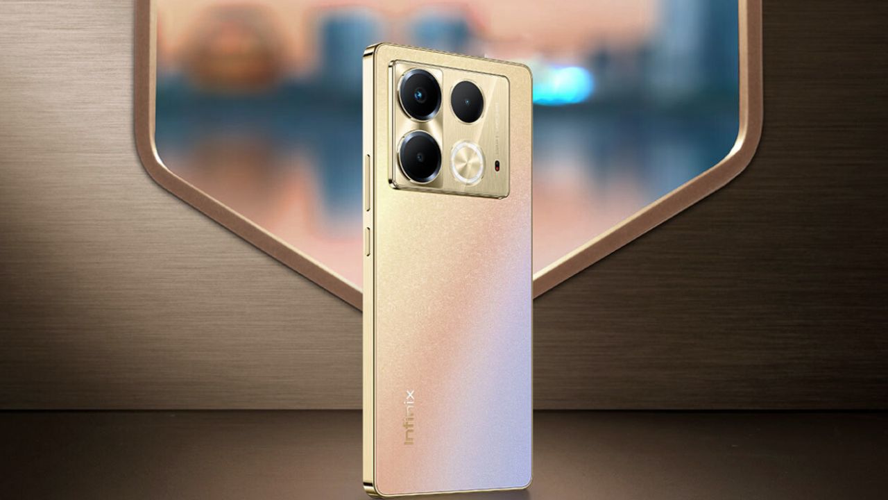 Infinix Note 40 front and back view showing AMOLED display and camera design